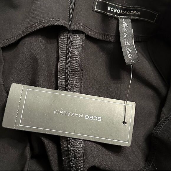 BCBGMaxAzria NWT Black Asymmetrical Layered Faux Wrap Pencil Skirt Size 6 - Picture 8 of 8